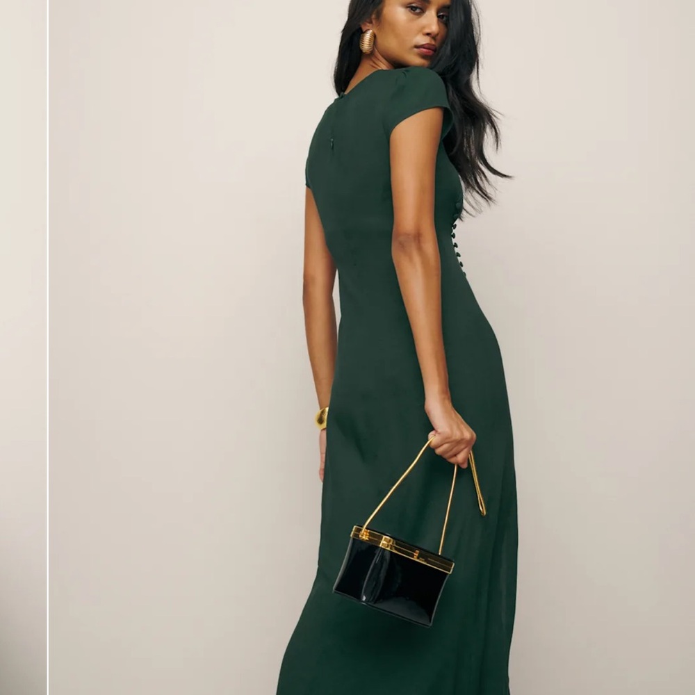 Reformation Emerald Green Frazier Dress 10 - Picture 4 of 8